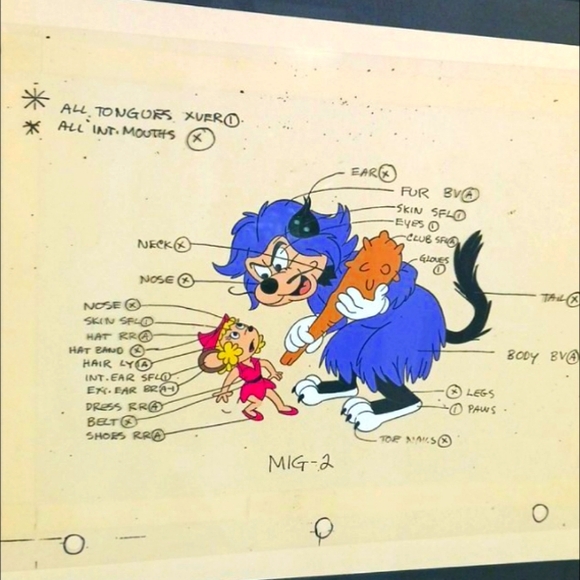 Mighty Mouse Animation CEL-Dual Side Art, 12.5"×17.75", Black Purple Multi. - Picture 5 of 7